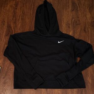Nike Black Hoodie Cropped with White Swoosh,EUC, Sz L